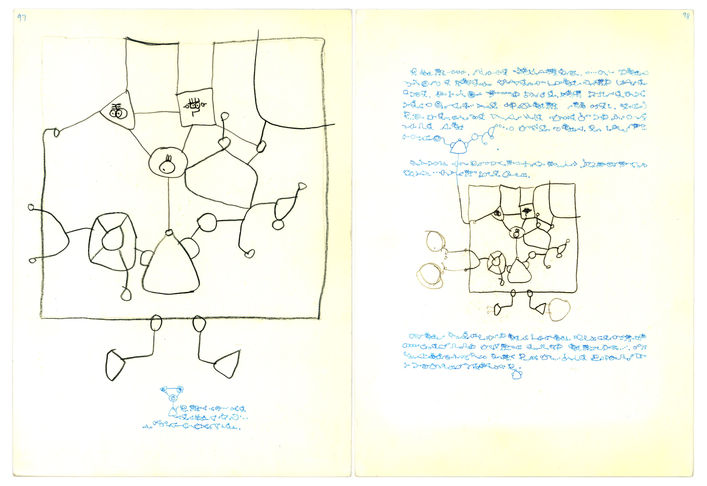 Original 2001 drawing of Tokki Code symbolic language from Winktokki Cosmos. From the 20,000-page archive (1998-Present). To be minted as NFT.