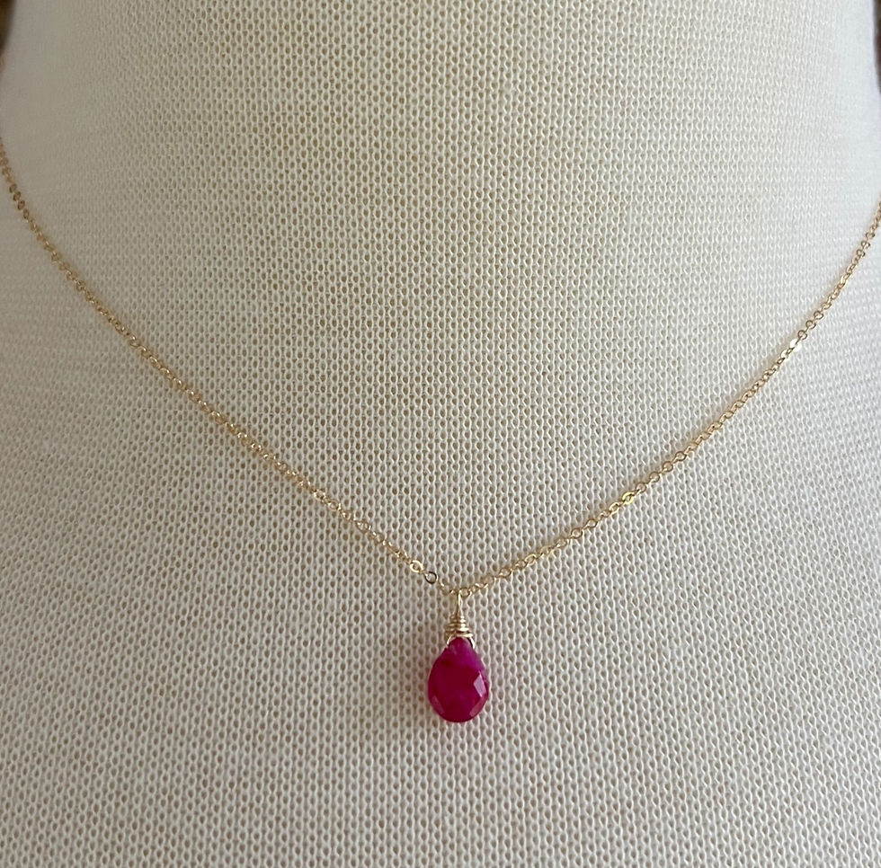 Thumbnail: Mini Ruby Briolette Bead Necklace