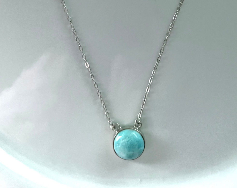 Thumbnail: 925 Sterling Silver Double Connected Round Larimar Necklace on Sparkling Chain
