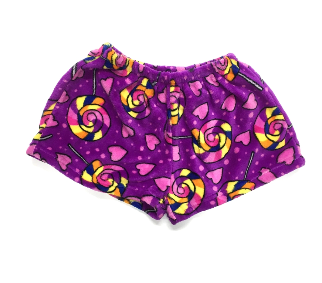 Purple Lollipops Fuzzy Shorts