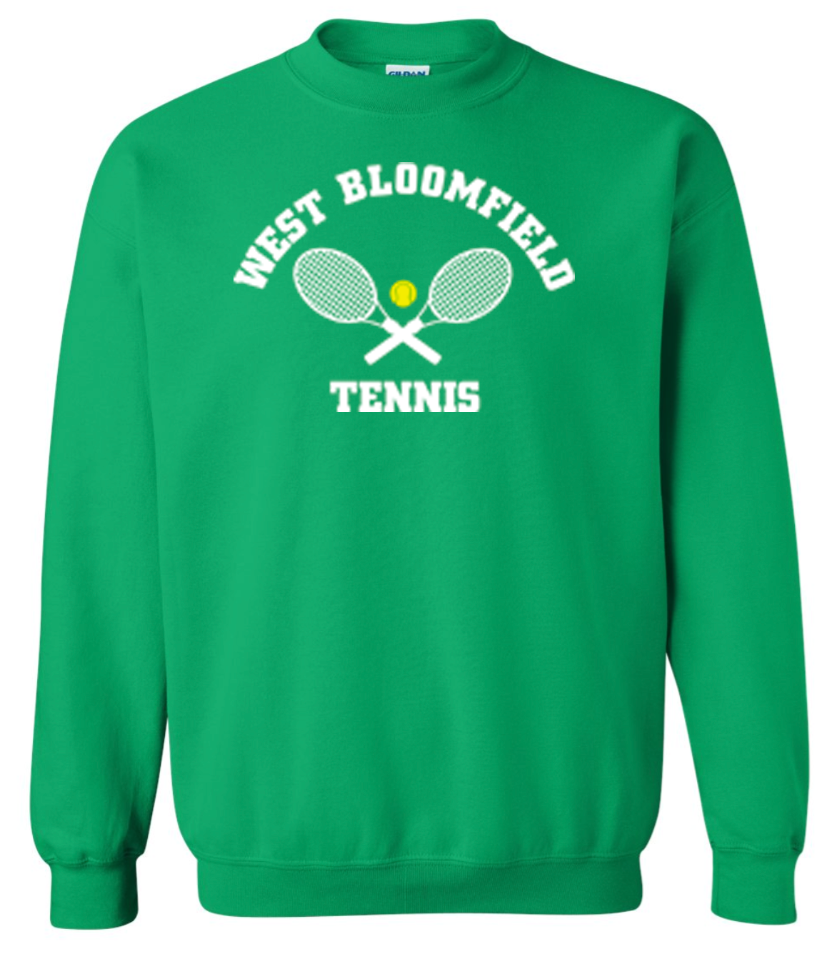 West Bloomfield Girls Tennis Crewneck Sweatshirt-Irish Green