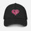 Thumbnail: Embroidered Pink Love Heart Denim Trucker Cap Baseball Hat (Puffed Embroidered)