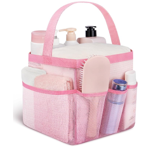 LIght Pink Mesh Shower Caddy