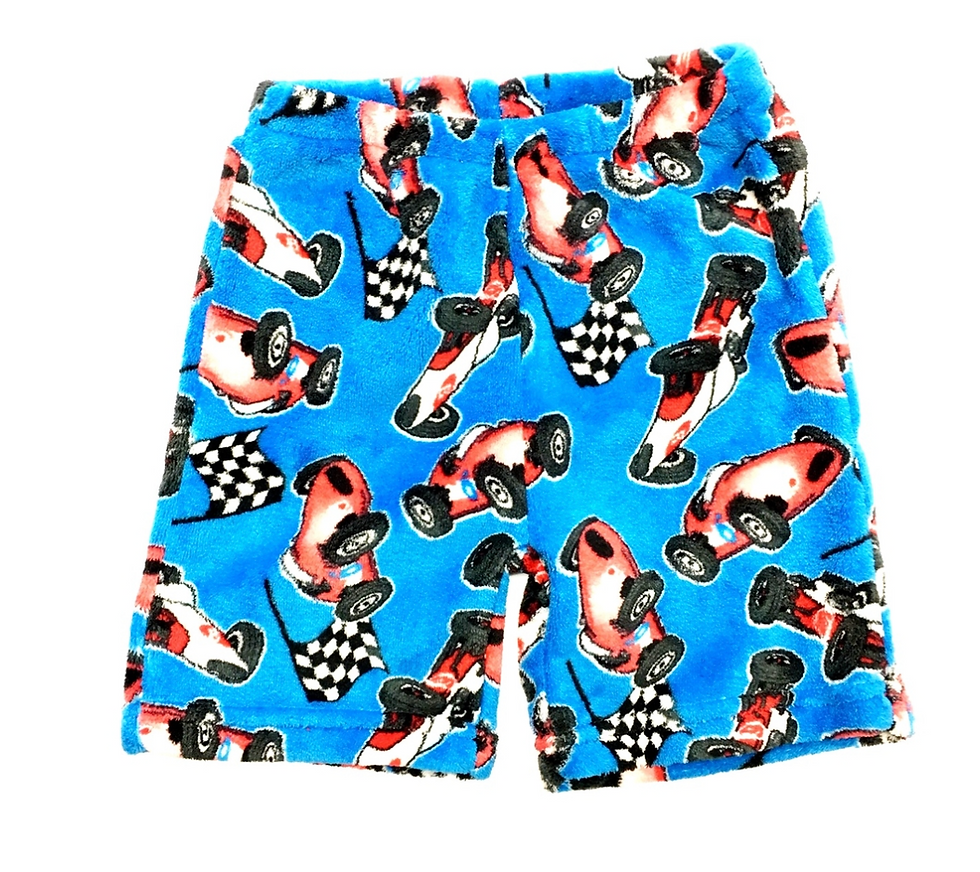 Race Car Fuzzy Pajama Boy Shorts