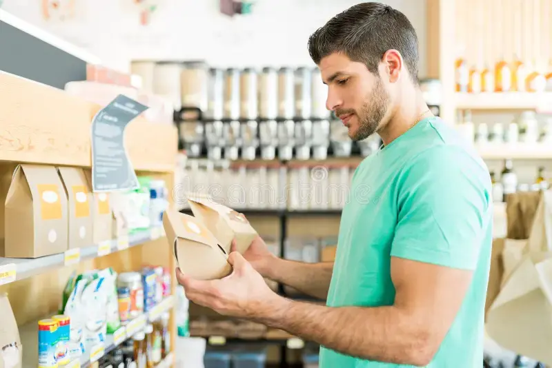 young man shopping looking at products