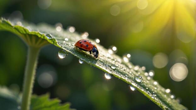 lady bug on watery leaf