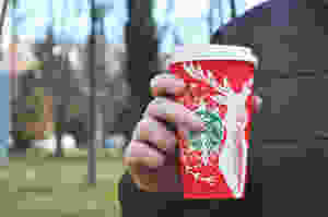 Starbucks cup with a moose on it.