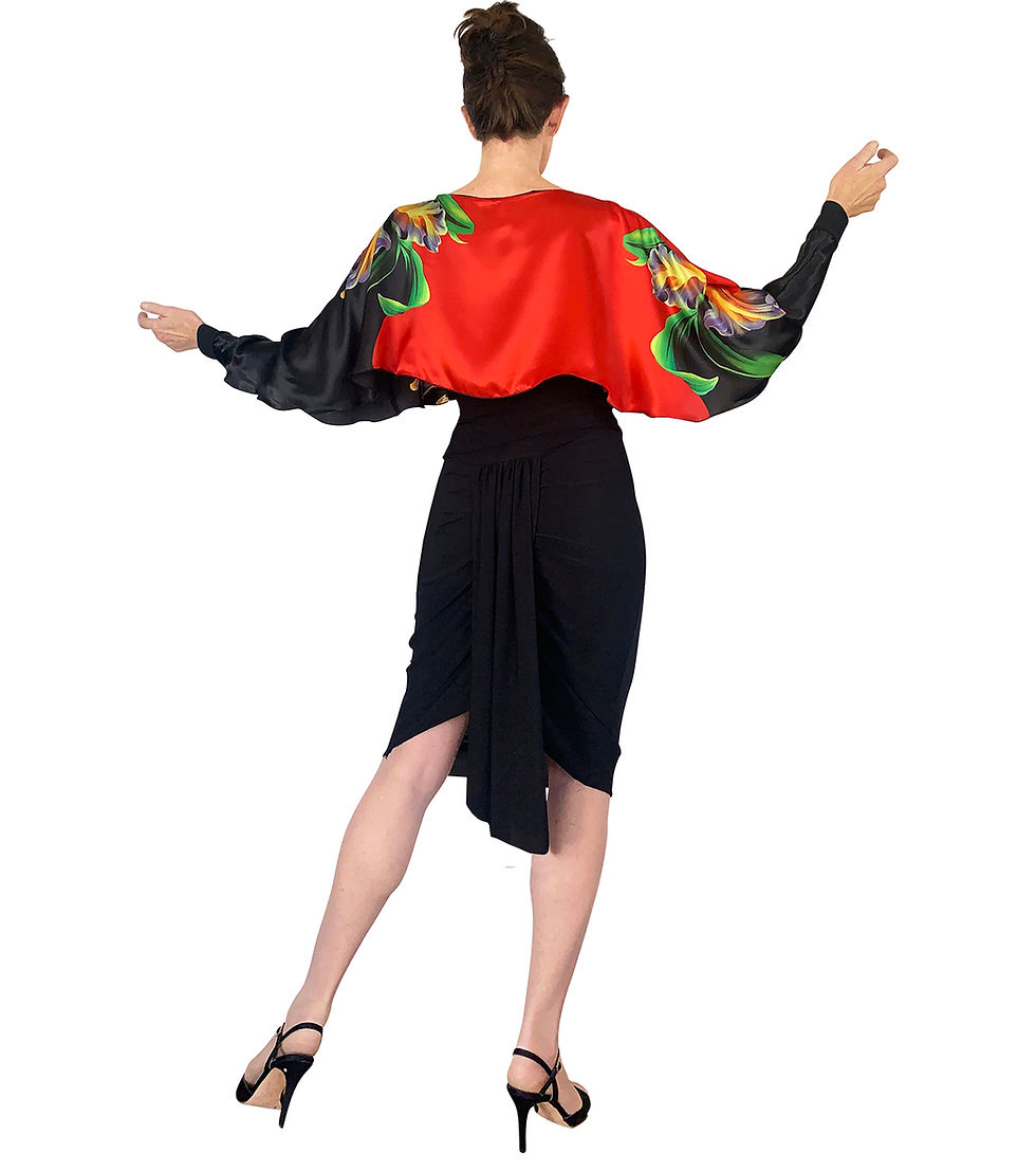 Miniaturbild: Red Iris charmeuse Mariposa top