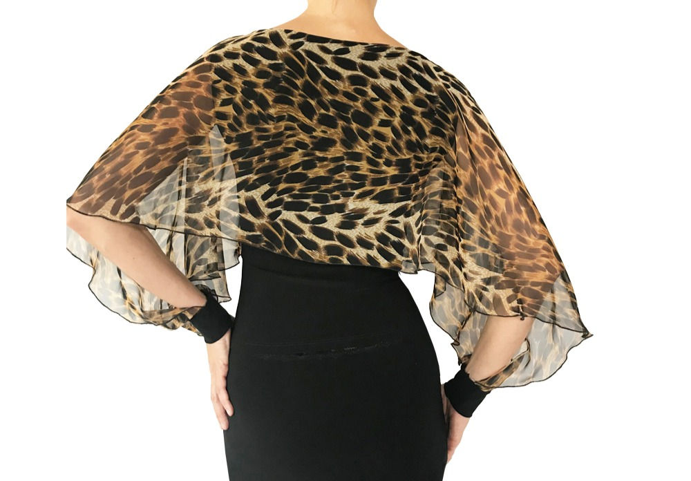 Golden Brown Cheetah chiffon Mariposa top