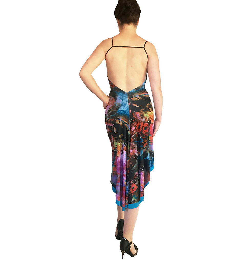 Miniatura: Neon Floral Collage fishtail dress