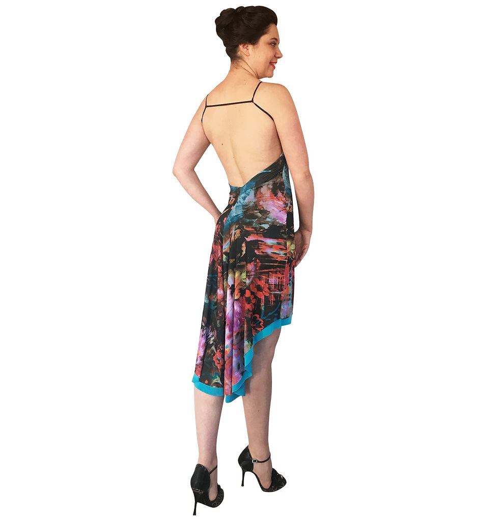 Miniatura: Neon Floral Collage fishtail dress