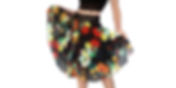 Floral Bouquet on Black chiffon circle skirt