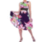 Thumbnail: Pink + Lime Floral on Navy Boatneck dress