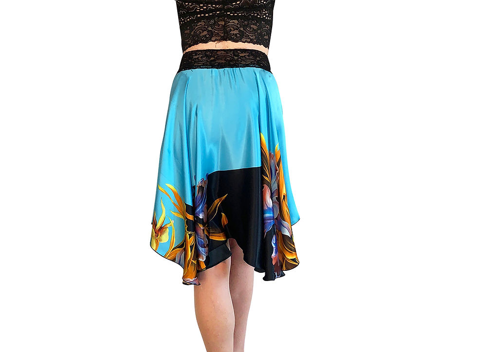 サムネイル： Turquoise Iris charmeuse circle skirt