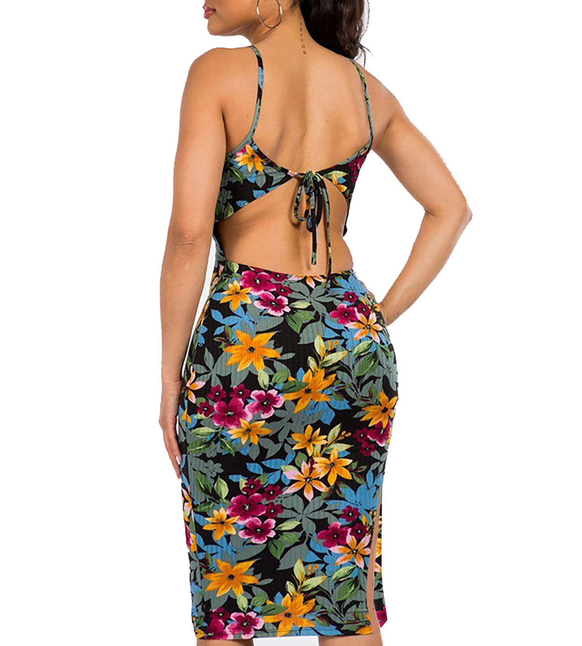 Tropical Peek-A-Boo Back Tank dress