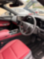 Red leather Lexus interior after car detailing Edinburgh
