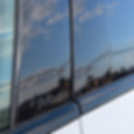 Polished black Audi window pillars, car detailing Edinburgh