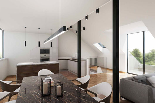 Duplex apartment with dormer-terrace overlooking river
