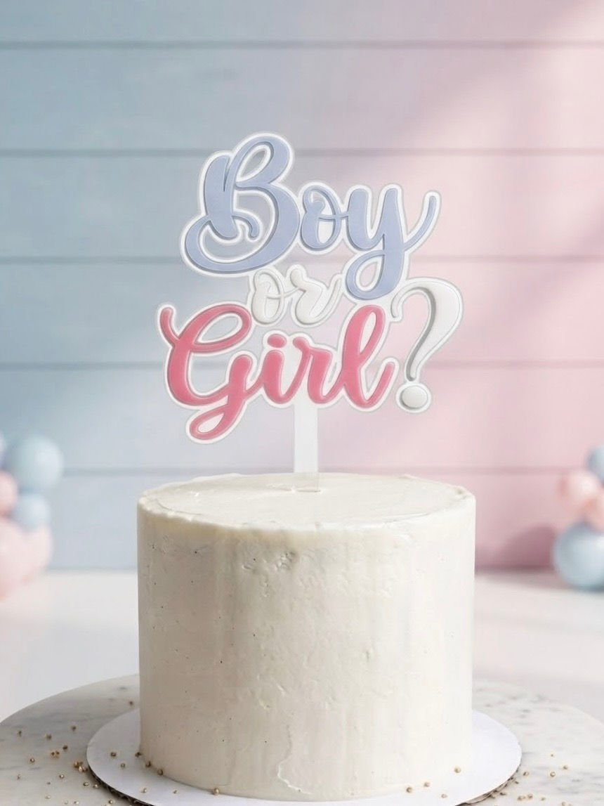 Boy or Girl Cake Topper Gender Reveal Party Acrylic Cake Decoration
