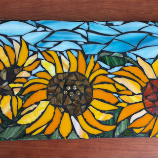 Mosaic Plaque House Number Northwind Art School Port Townsend Mosaic Garden Art made by a beginner student in a Henderson Arts class, PenMet Parks, Gig Harbor, Washington