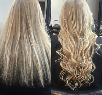 Long keratin bond extensions adding volume to a client