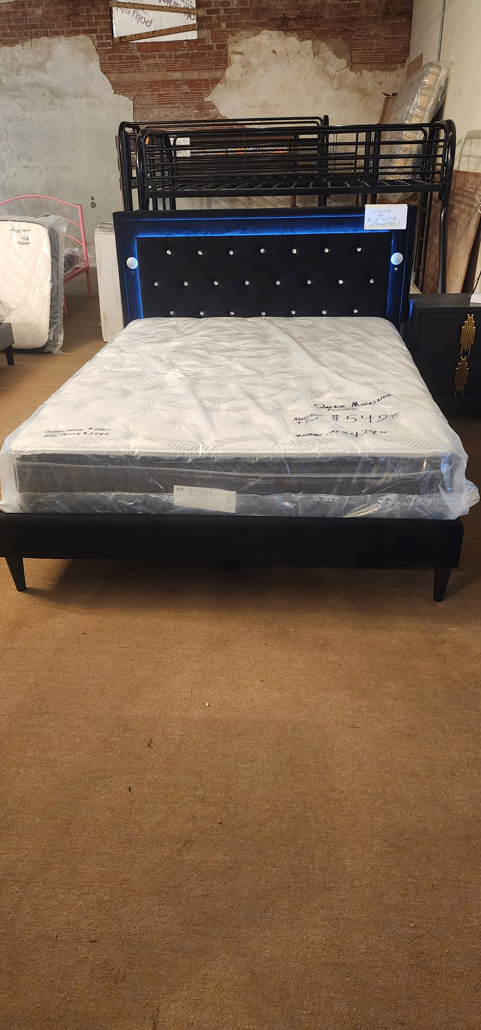 Glow-Tune Platform Bed with Lights and Speakers - King