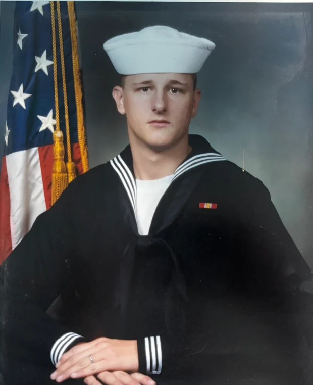 Wesley at age 17 in his Navy uniform