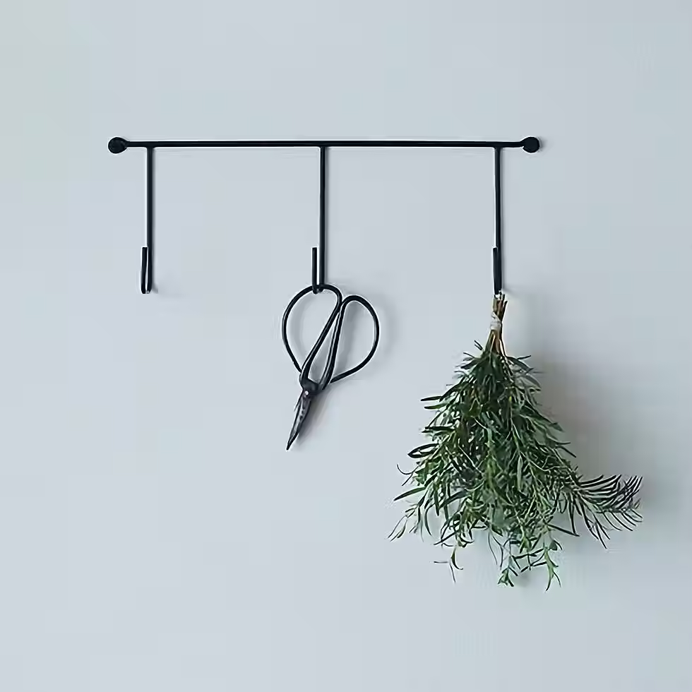 Miniature : Porte-torchons triple Fog Linen Work fer forgé noir fixé mur blanc cuisine entrée torchons suspendus vue 2