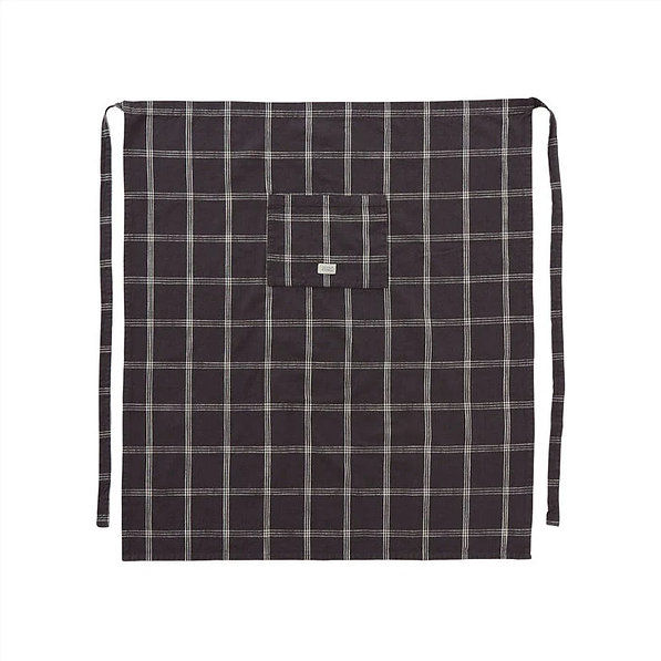 Tablier court coton biologique carreaux anthracite écru OYOY vue produit