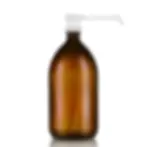 Distributeur savon verre ambré recyclé pompe bec long 1L Little Pots fond blanc