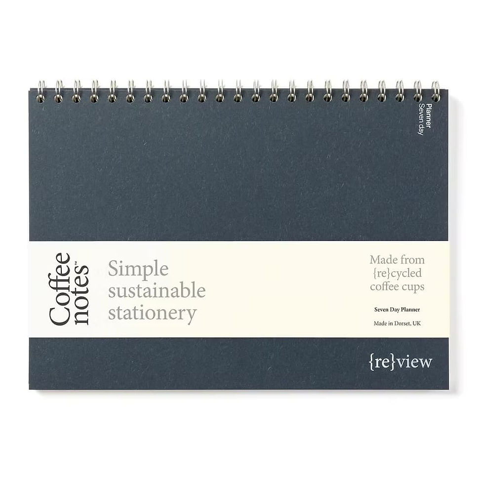 Planner semaine A4 couverture bleu marine effet laine à spirale métallique, fabriqué à partir de gobelets à café recyclés – Navy Wool Coffeenotes Les Jolies Emplettes
