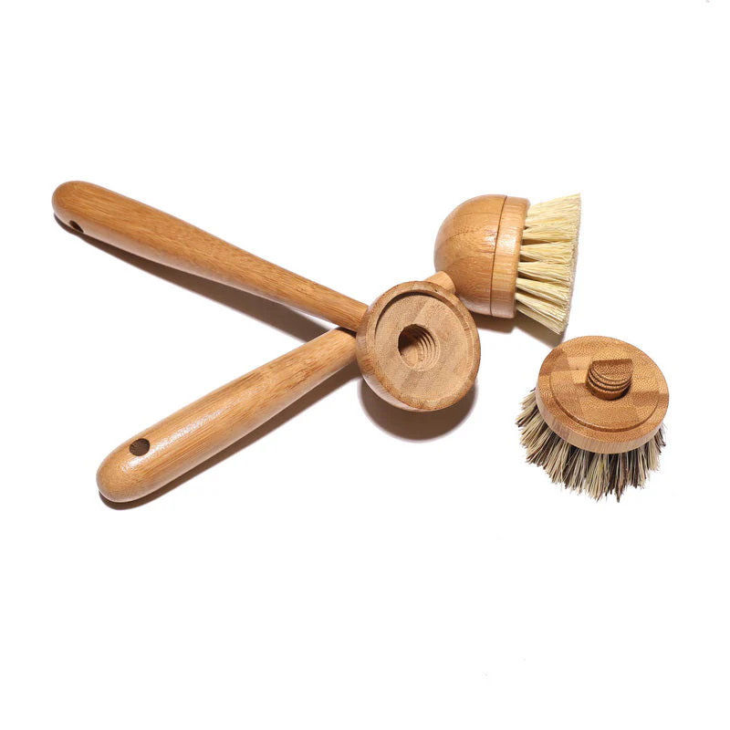 Brosse à vaisselle bambou sisal tête interchangeable compostable zéro déchet cuisine naturelle slow Bambooju vue 1