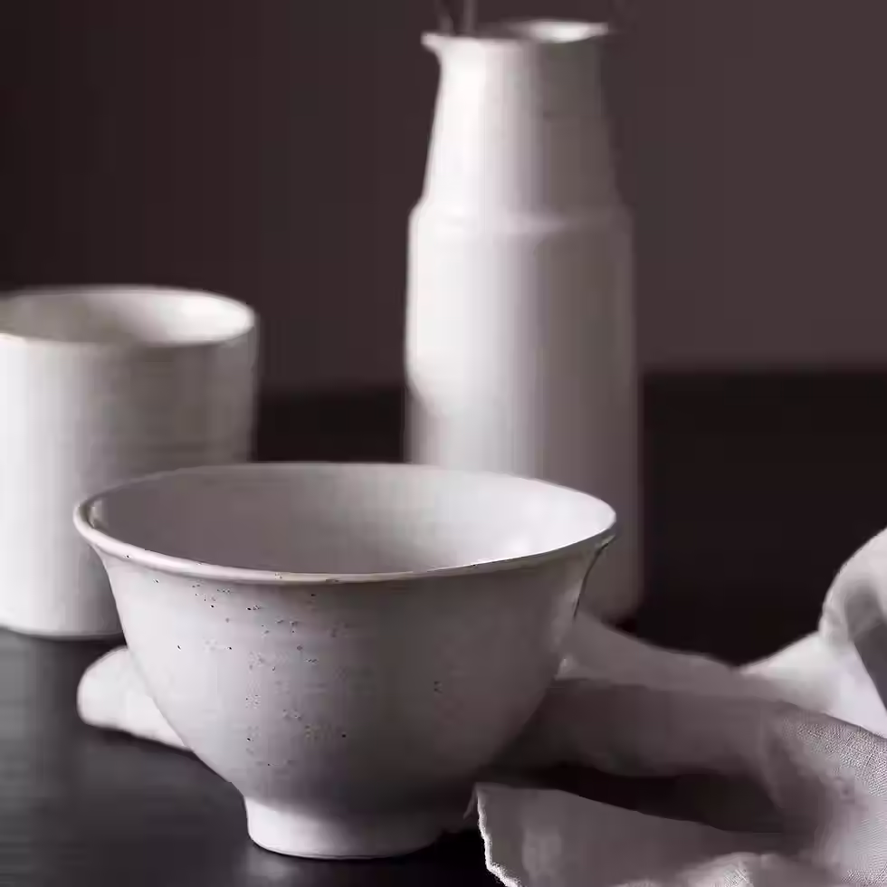Miniature : Bol haut grès blanc moucheté House Doctor Pion sur table naturelle slow living vue 3