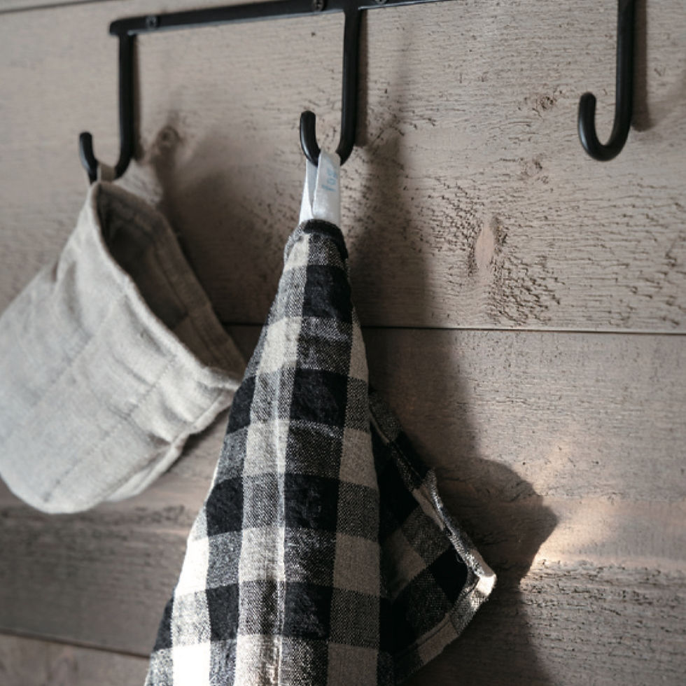 Torchon en lin naturel 100% Fog Linen Work carreaux — linge de cuisine slow living Les Jolies Emplettes