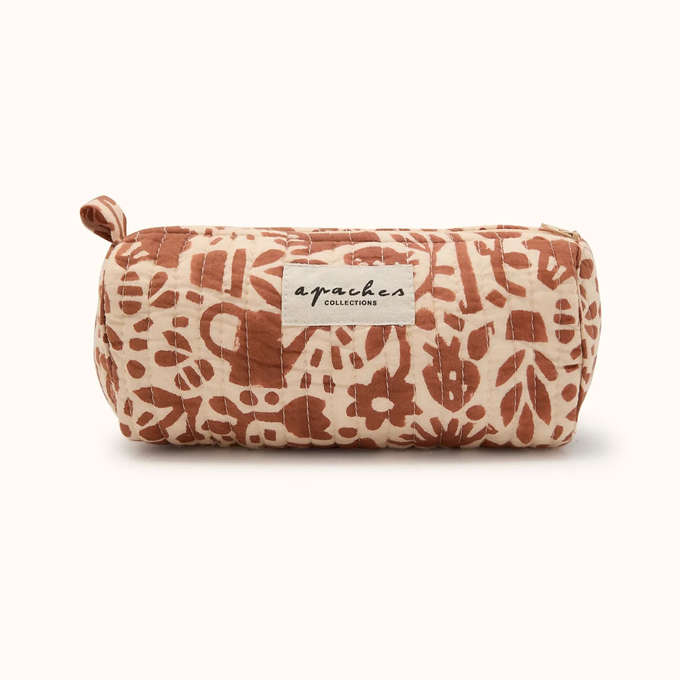 Trousse coton matelassée block-print terracotta Garden Macadamia Apaches Collections