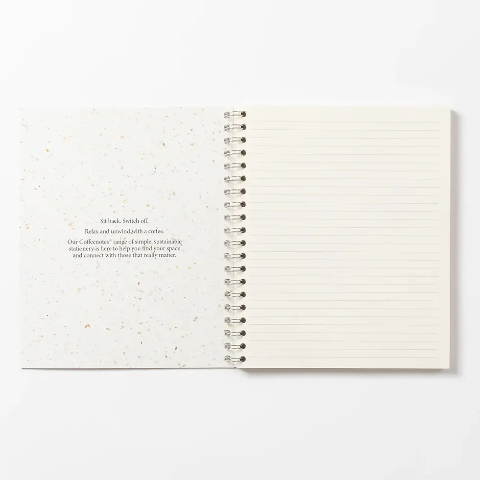 Carnet spirale moucheté, reliure zéro plastique et papier upcyclé issu de gobelets à café- 2
