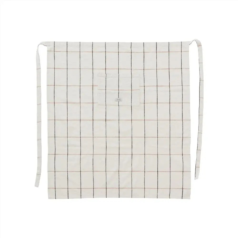 Tablier bistrot blanc rayé gris clair en coton bio- fond blanc- Les Jolies Emplettes