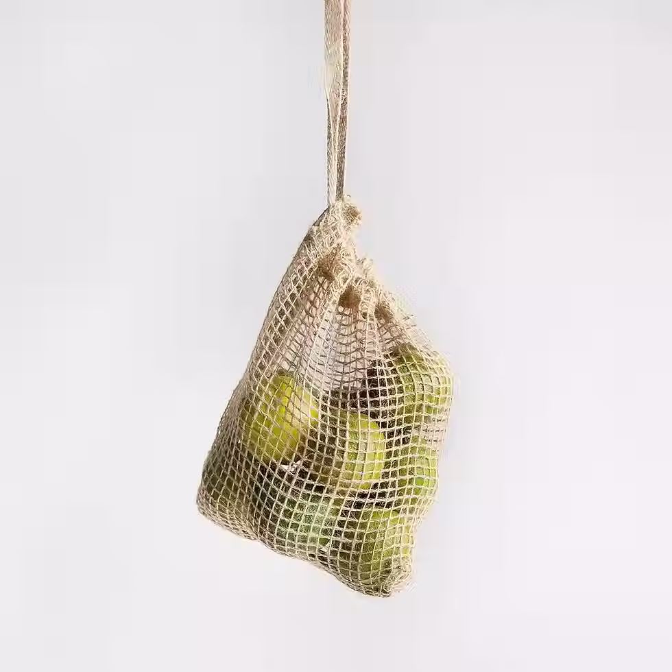 Filet à fruits légumes jute naturel biodégradable 18×21 cm petit format zéro déchet OMOM Suède vue 1