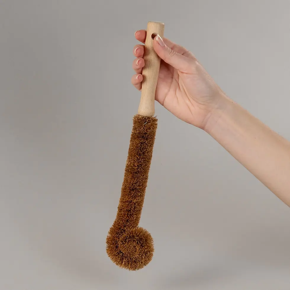 Miniature : Brosse bouteille manche hêtre fibre coco usage nettoyage bouteille verre cuisine naturelle slow vue 4