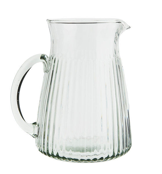 Carafe verre soufflé main rainures verticales teinte verte naturelle 1,3 L Madam Stoltz vue 1