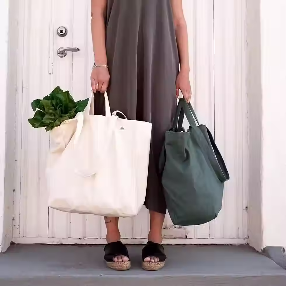 Miniature : Tote bag OMOM Original naturel usage courses marché bureau pique-nique slow living zéro plastique vue 3