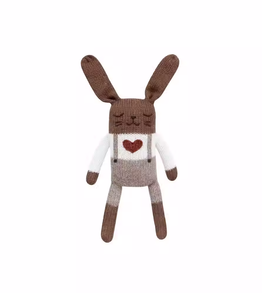 Miniature : Doudou lapin Amour 22 cm laine baby alpaga naturelle hypoallergénique cœur brodé rouge équitable Bolivie Main Sauvage 2