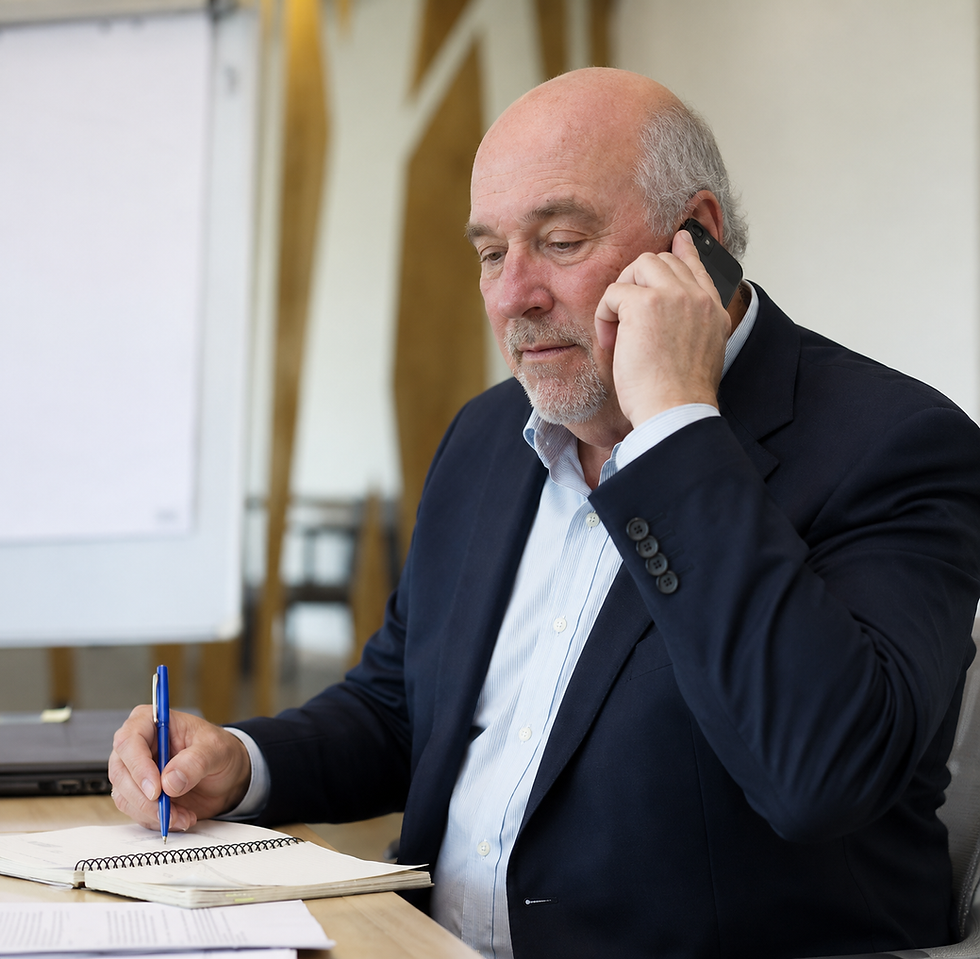 Allen Fudge talking to his clients