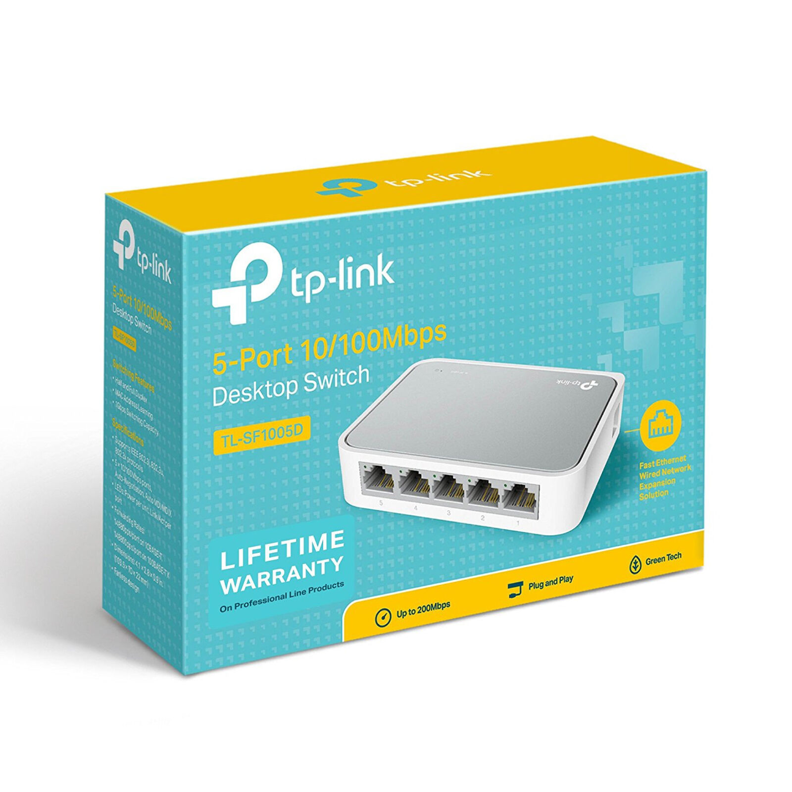 TP-LINK 5 Port Ethernet Switch LAN Splitter Fast Network Hub 10/100Mbps Desktop