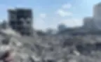 Damaged site from ongoing war in Iran