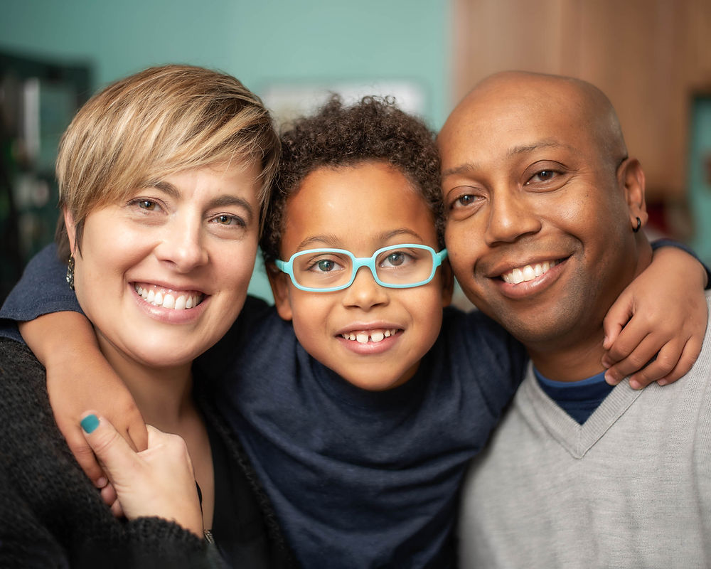 Smiling diverse family