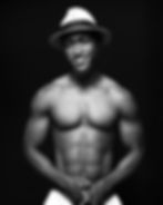 Muscular man in fedora, unique male portrait style