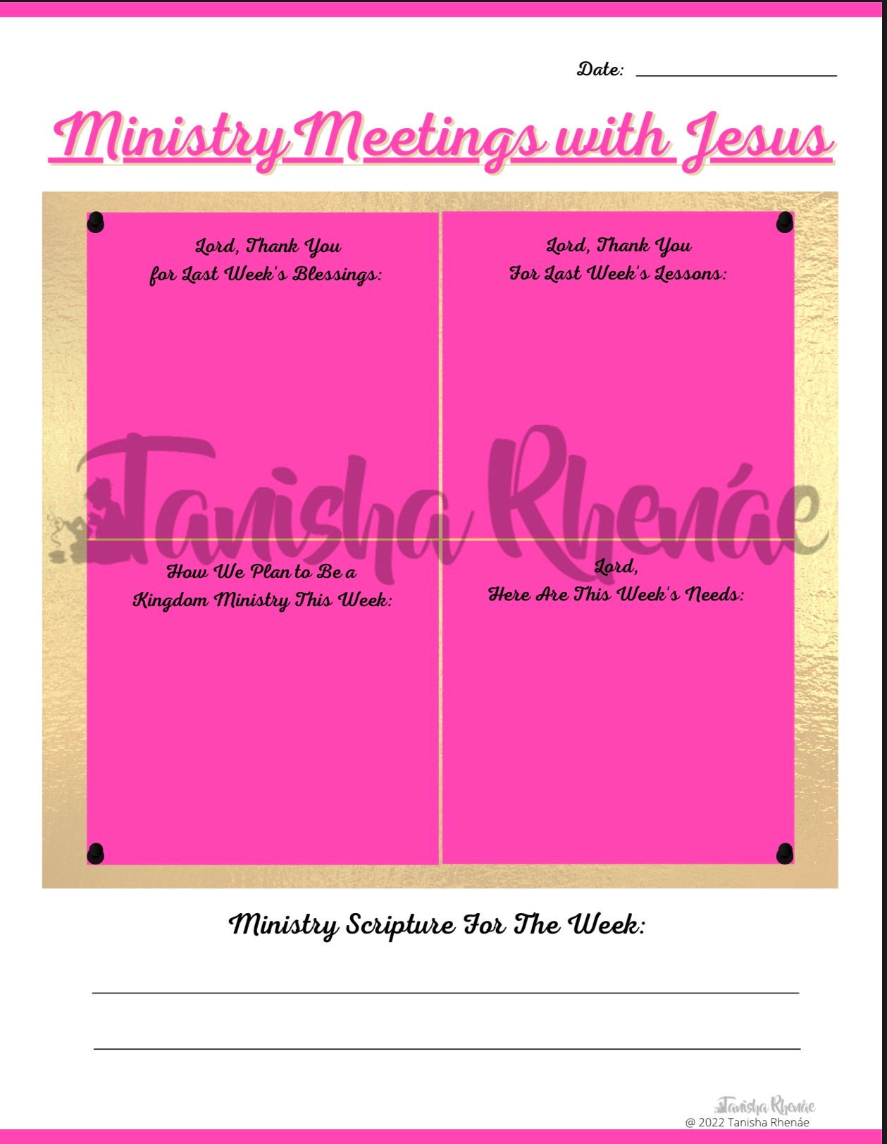 Ministry Meetings With Jesus (Gold Boarder/Pink Boxes)