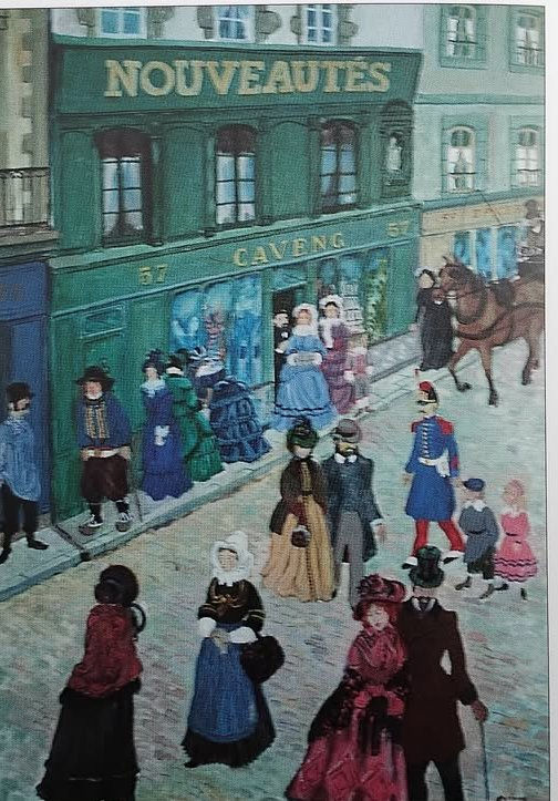 Jean Caveng, commerçant et peintre renommé, a immortalisé la façade du magasin tenu auparavant par ses parents.