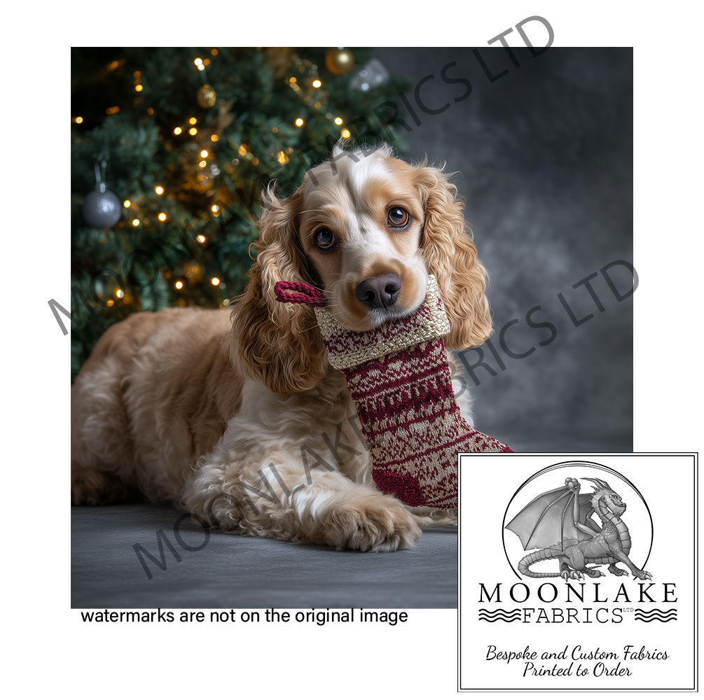Christmas Cocker Spaniel Dog with Stocking